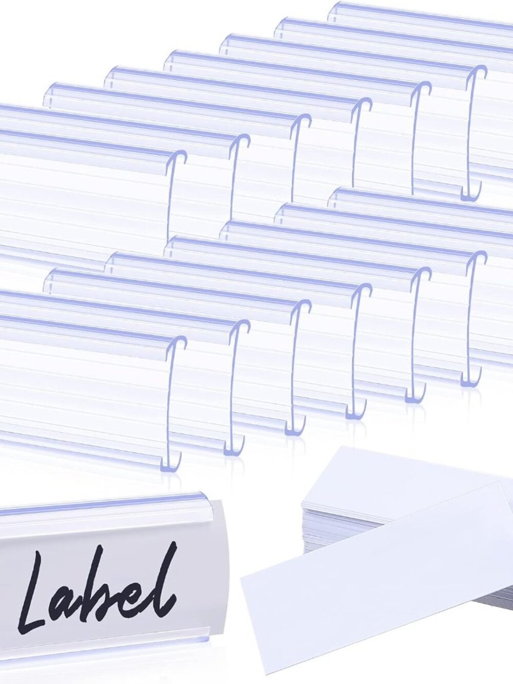 100 Pcs Plastic Wire Shelf with 100 Pcs Paper Inserts Wire Rack Label Holder She